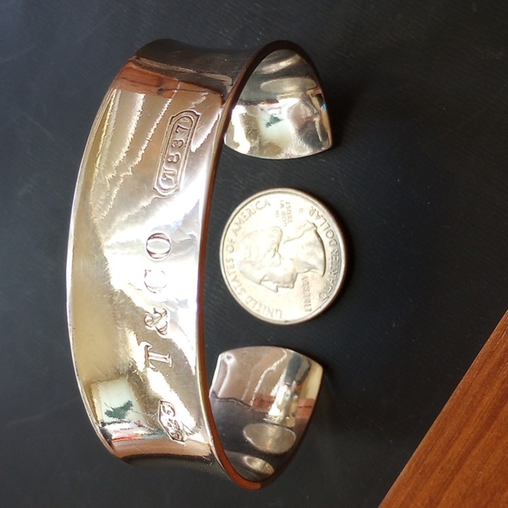 TIFFANY & CO. -925-SS- STAMPED: #"1837"- VINTAGE: yr.: 1997  --  CUFF BRACELET